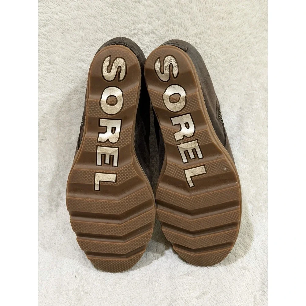 Sorel Joan of Arctic Wedge Zipper Boots Womens 8 Chocolate Brown NL3766-205